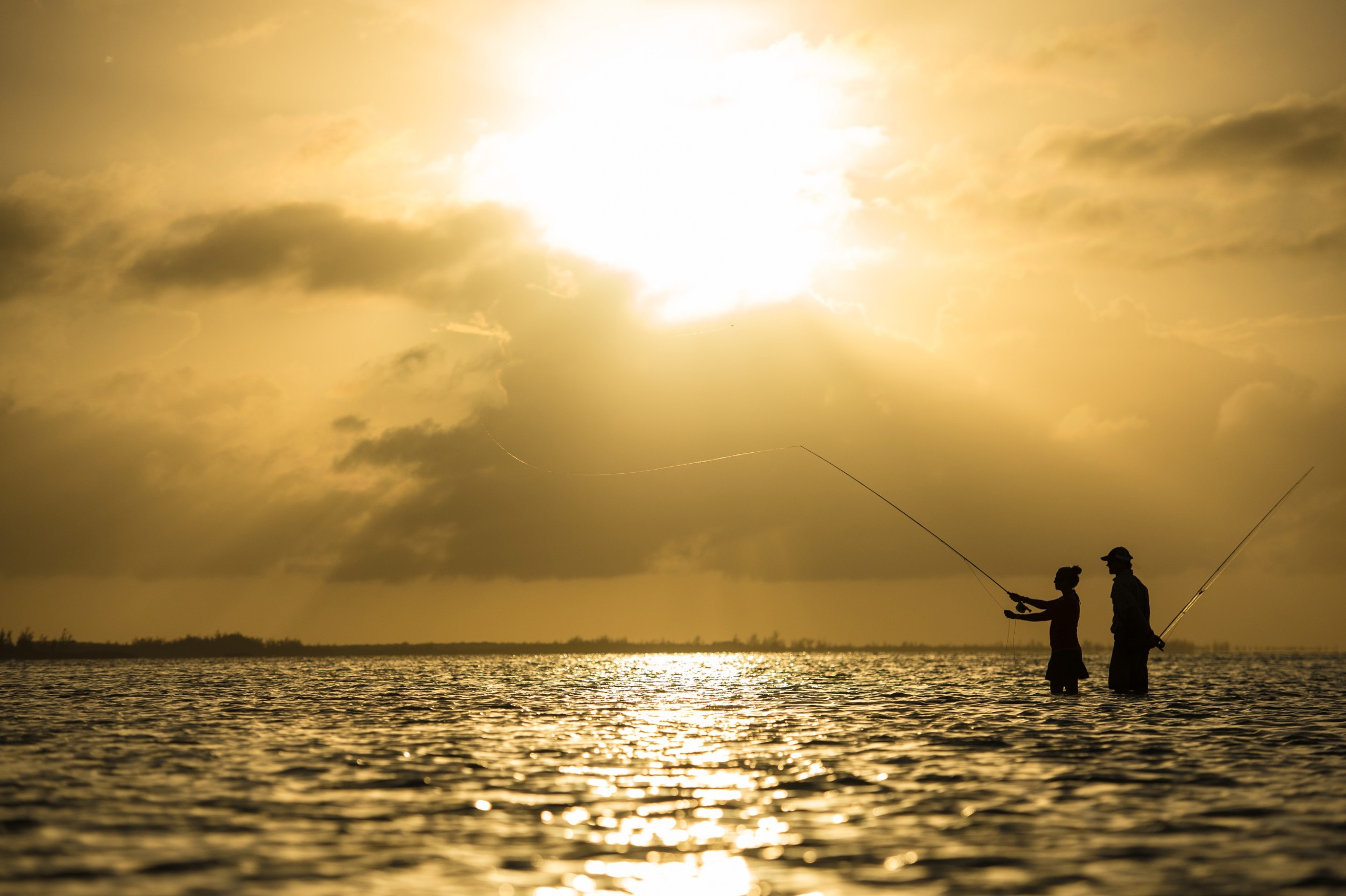 An angler casting for bonefish.